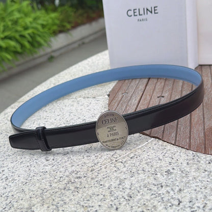 Celine 2026 Double-sided Belt 2.5cm Cowhide Gold Buckle
