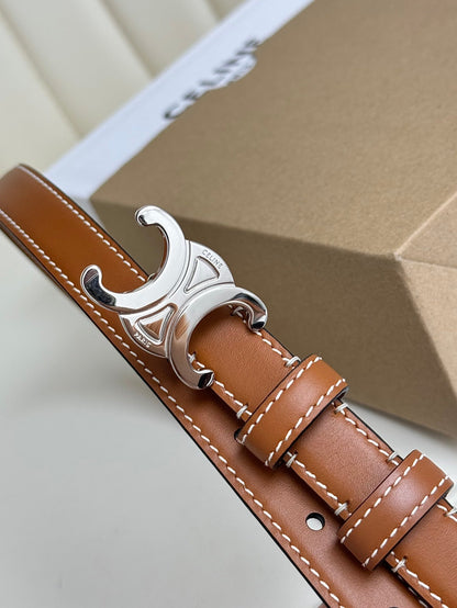 CEL Silver Buckle 18mm Belt Brown Cowhide 179729