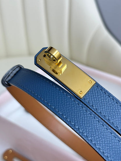 HM Kelly Belt 18mm Blue Epsom Leather