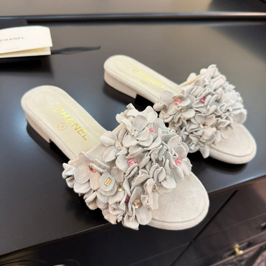 CC 25C Mules Grey Suede Strass