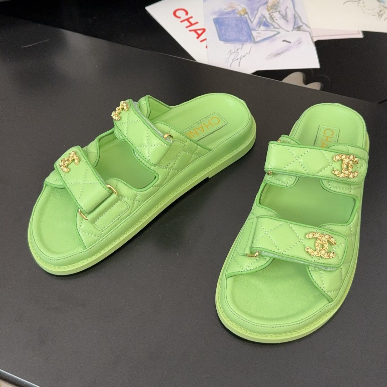 CC 25 Dad Sandal Mule Green Calfskin