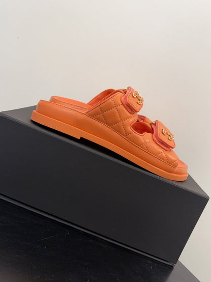 CC 25 Dad Sandal Mule Orange Calfskin