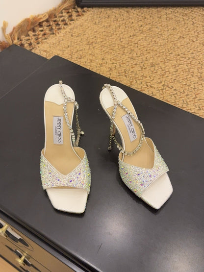 Jimmy 26s Platform Sandal 100 Ivory Multicolor Leather Diamond 602329