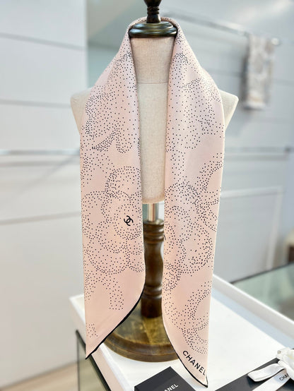 CC Square Scarf 90 CM In Light Pink Camellia Polka Dot Silk 288737