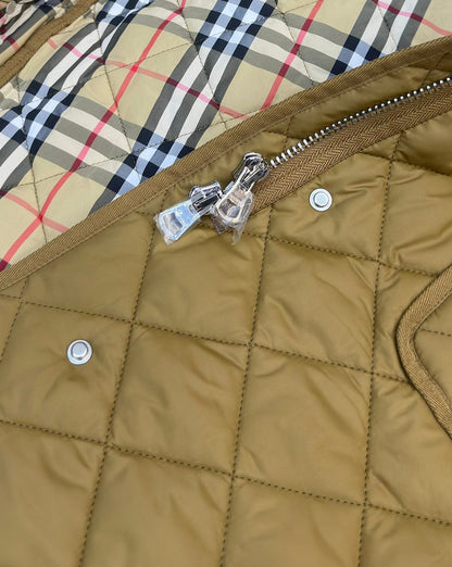 Burberry 25 Quilted  Hooded Long Coat Yellow Polyester Cotton