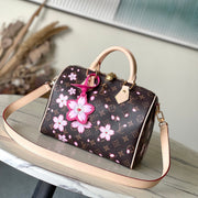 LV x TM Speedy Bandouliere 25cm Sakura Brown Cherry Blossom Monogram Canvas