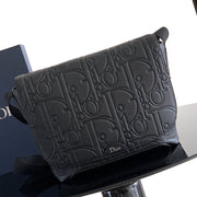 Dior 2026 Jett Flap Messenger Bag 25cm Black Grained Calfskin