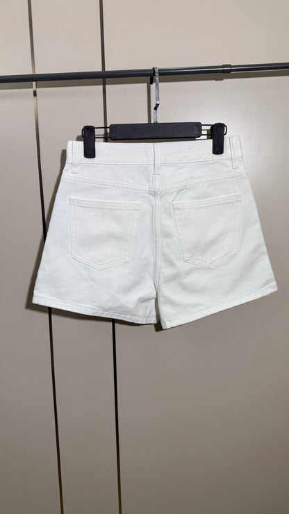 Chanel 2026 Denim Shorts White Cotton 635734