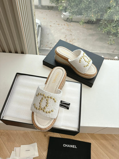 CC Sandals White 6cm Lambskin 202897