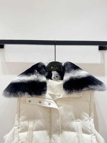 LP 25 Vest White Black  Fur Cashmere Wool 310254
