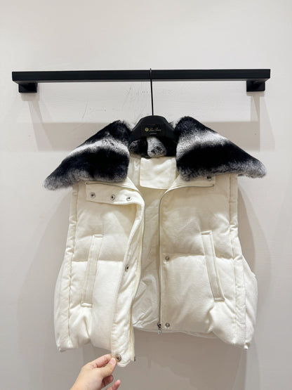 LP 25 Vest White Black  Fur Cashmere Wool 310254