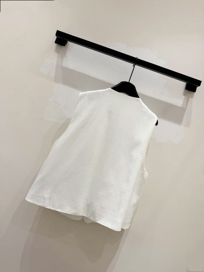 Miumiu 2026 Vest With Double-sided Floral Pattern White Cotton