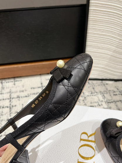 CD Ballet Slingback Pump 30mm In Black Quilted Calfskin 997043