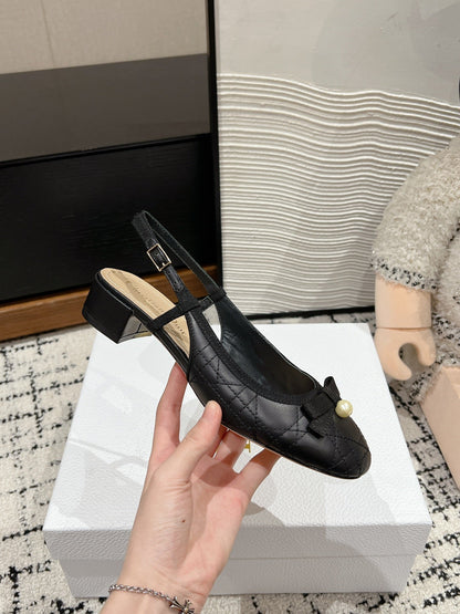 CD Ballet Slingback Pump 30mm In Black Quilted Calfskin 997043