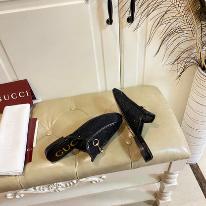 GG PrinceTown Mule Black Mesh With Crystal