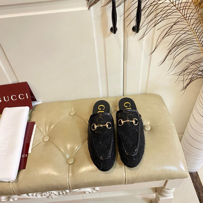 GG PrinceTown Mule Black Mesh With Crystal