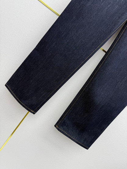 Chanel 2026 Straight Leg Jeans Navy Blue Cotton 365077
