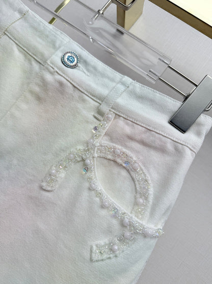 Chanel 2026 Midi Skirt White Cotton 858325