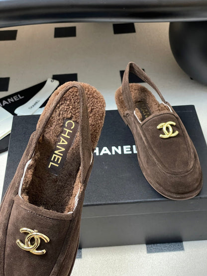 CC 25A Slingback Loafer Chocolate Sherpa Suede