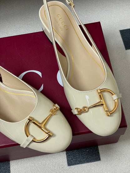 GG 26ss Big D Half HorseBit Mary Jane White Patent Leather 593505