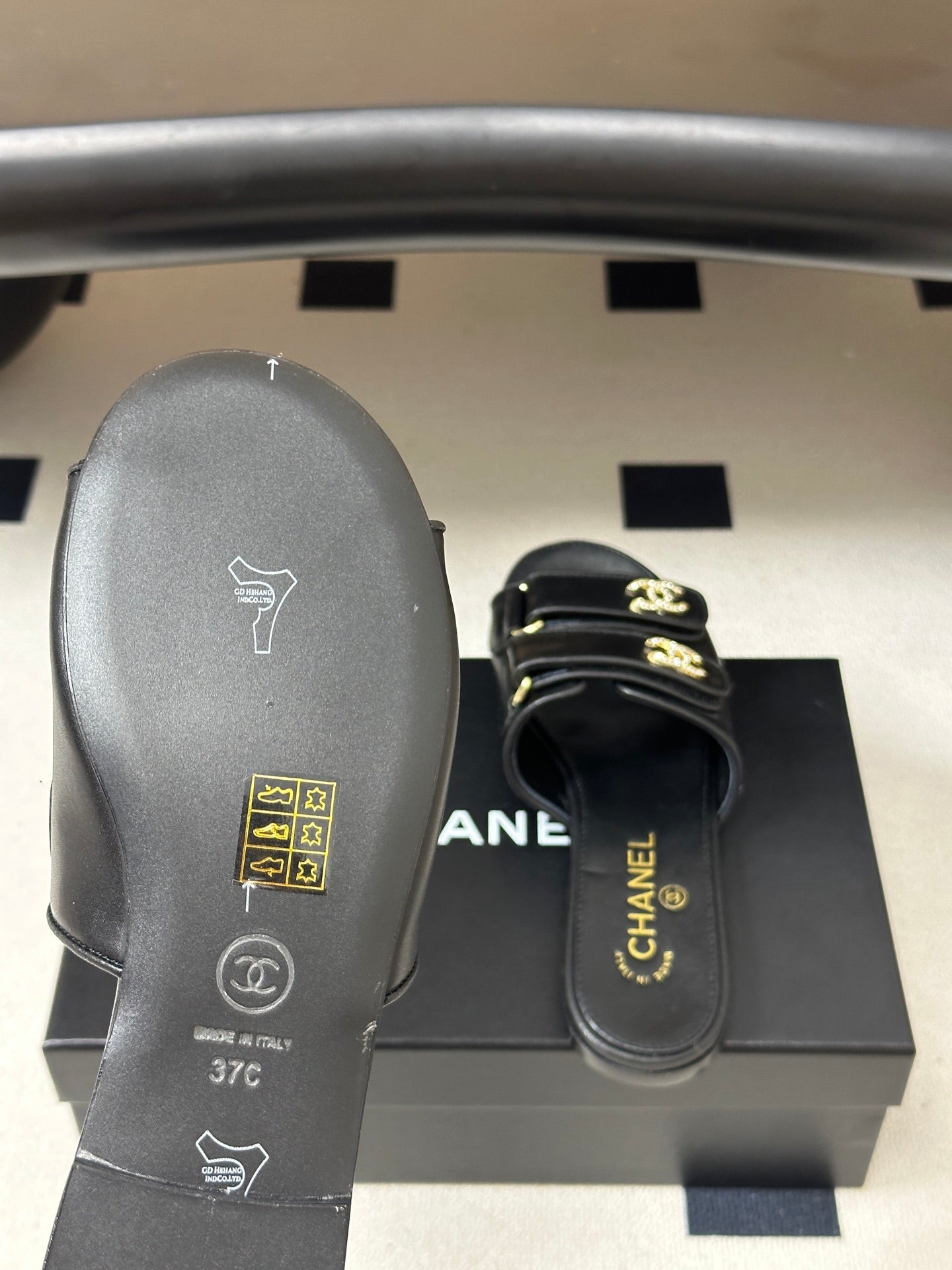 Chanel 2026 Crystal Logo Flat Sandal Sheepskin 229731