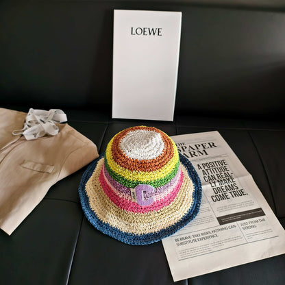 Celine Rainbow Straw Bucket Hat 322145