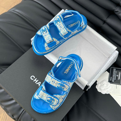 Dad Sandals Sheepskin  Cobalt Blue