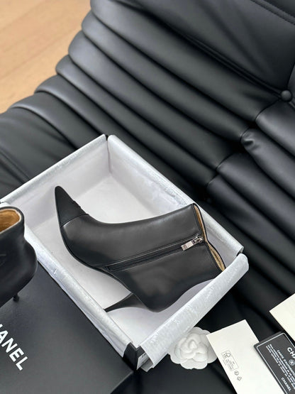 cc short boots 80 heel black calfskin