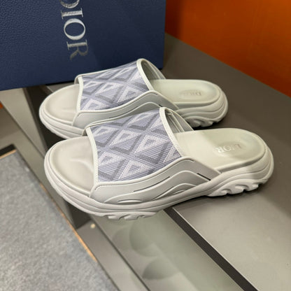 CD H-TOWN SANDAL LIGHT GRAY AND WHITE CALFSKIN