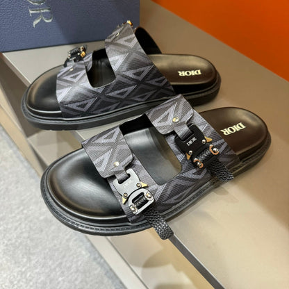 CD DOUBLE H-TOWN SANDAL BLACK CALFSKIN