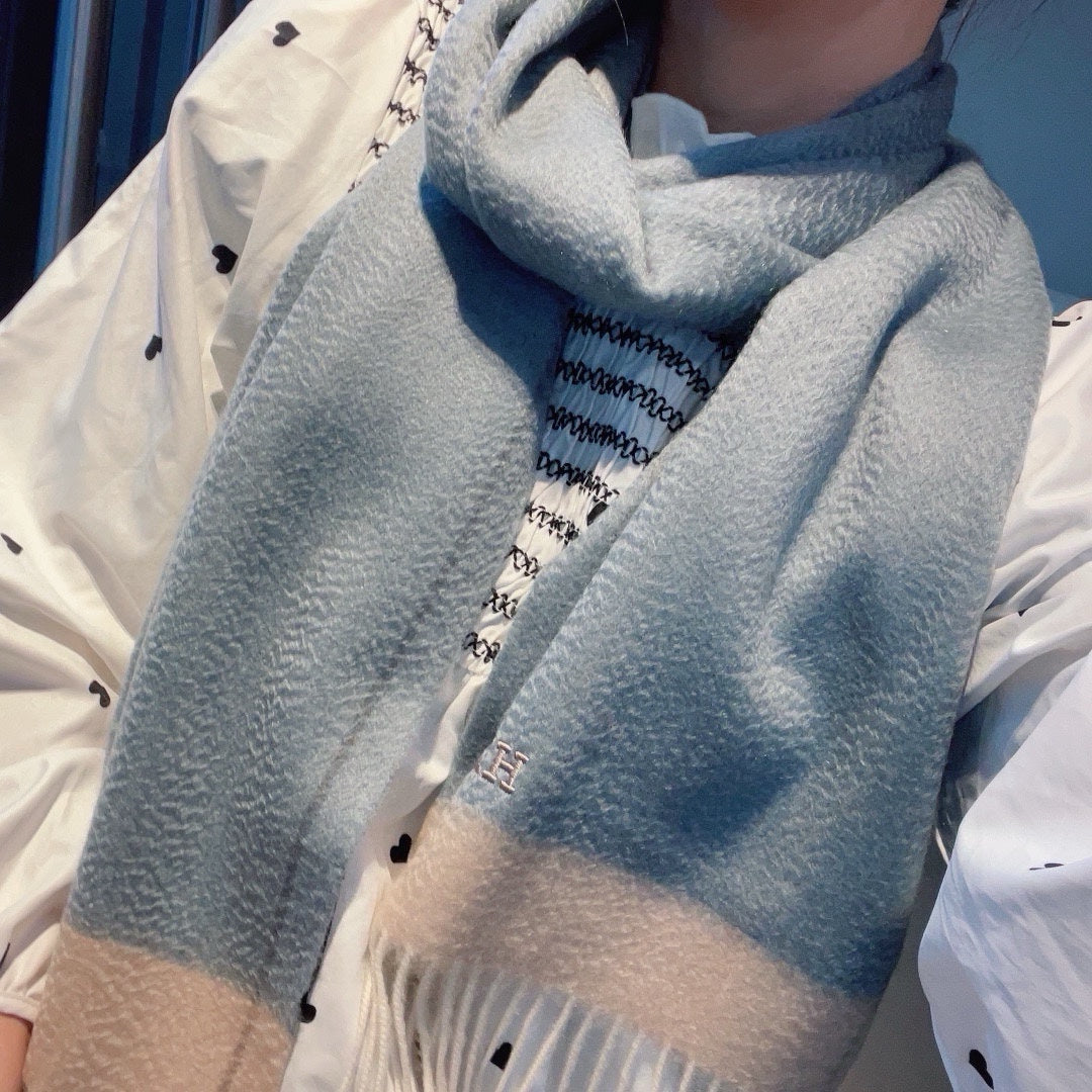 Scarf 180 CM In Light Blue Mix Beige Cashmere 353262