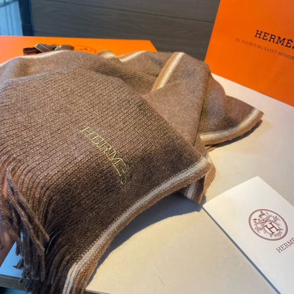 Scarf 180 CM In Brown Mix White Cashmere 376517