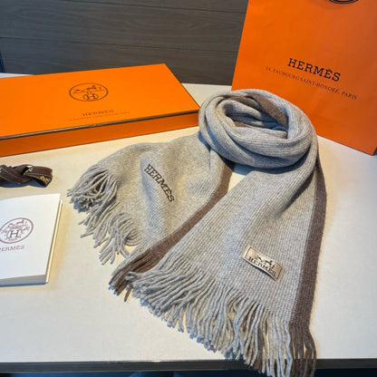 Scarf 180 CM In Grey Mix Brown Cashmere 376518
