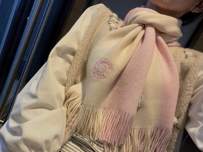 KNIT SCARF 180 IN LIGHT PINK MIX WHITE CASHMERE