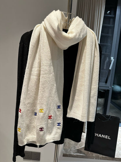 CC Scarf 195 CM In White Colorful Cashmere 418286