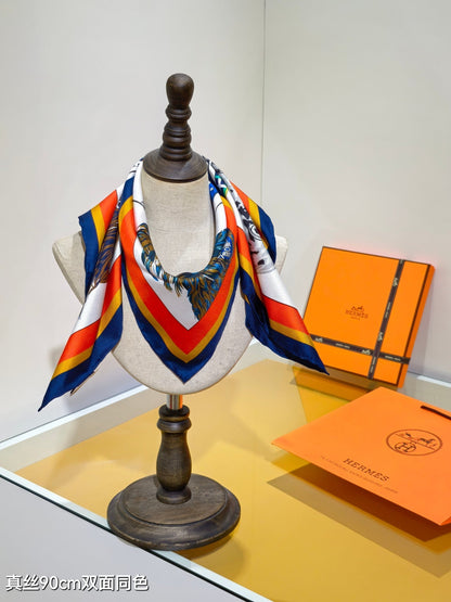 HM 26ss Amazon  Scarf 90 Colorful Twill Silk 130280