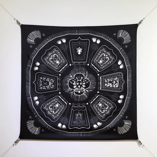 HM 26ss Double Sided Scarf 90 Black Twill Silk 134422