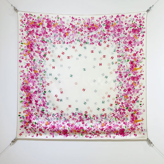 CC 25 Scarf 90CM In White Pink Colorful Cashmere 293050