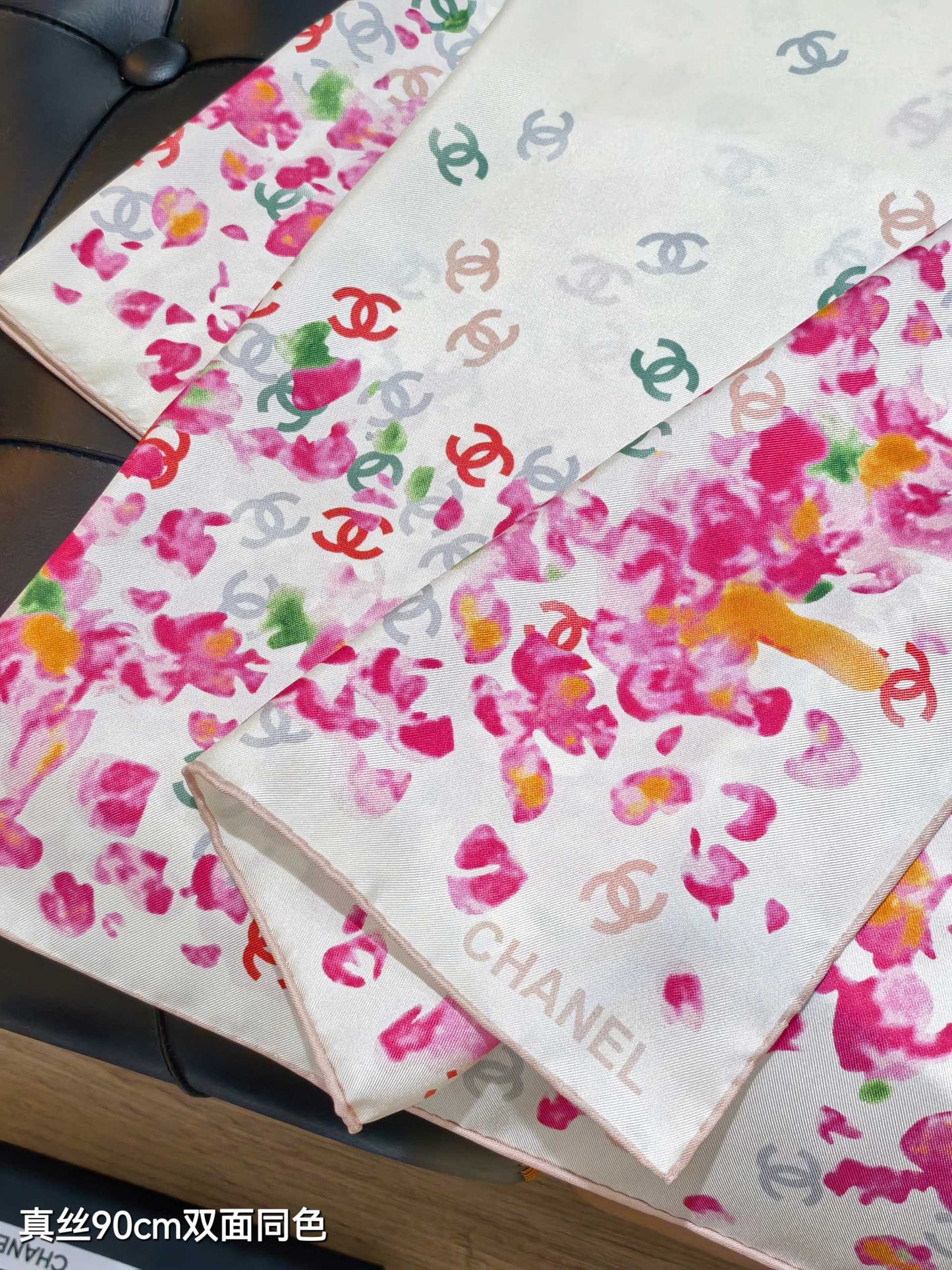 CC 25 Scarf 90CM In White Pink Colorful Cashmere 293050