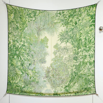 HM 26s 90 Double Sided Scarf Green Colorful Mulberry Silk 141471