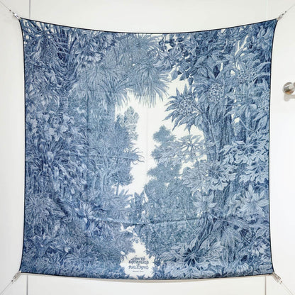 HM 26s 90 Double Sided Scarf Blue Colorful Mulberry Silk 141472