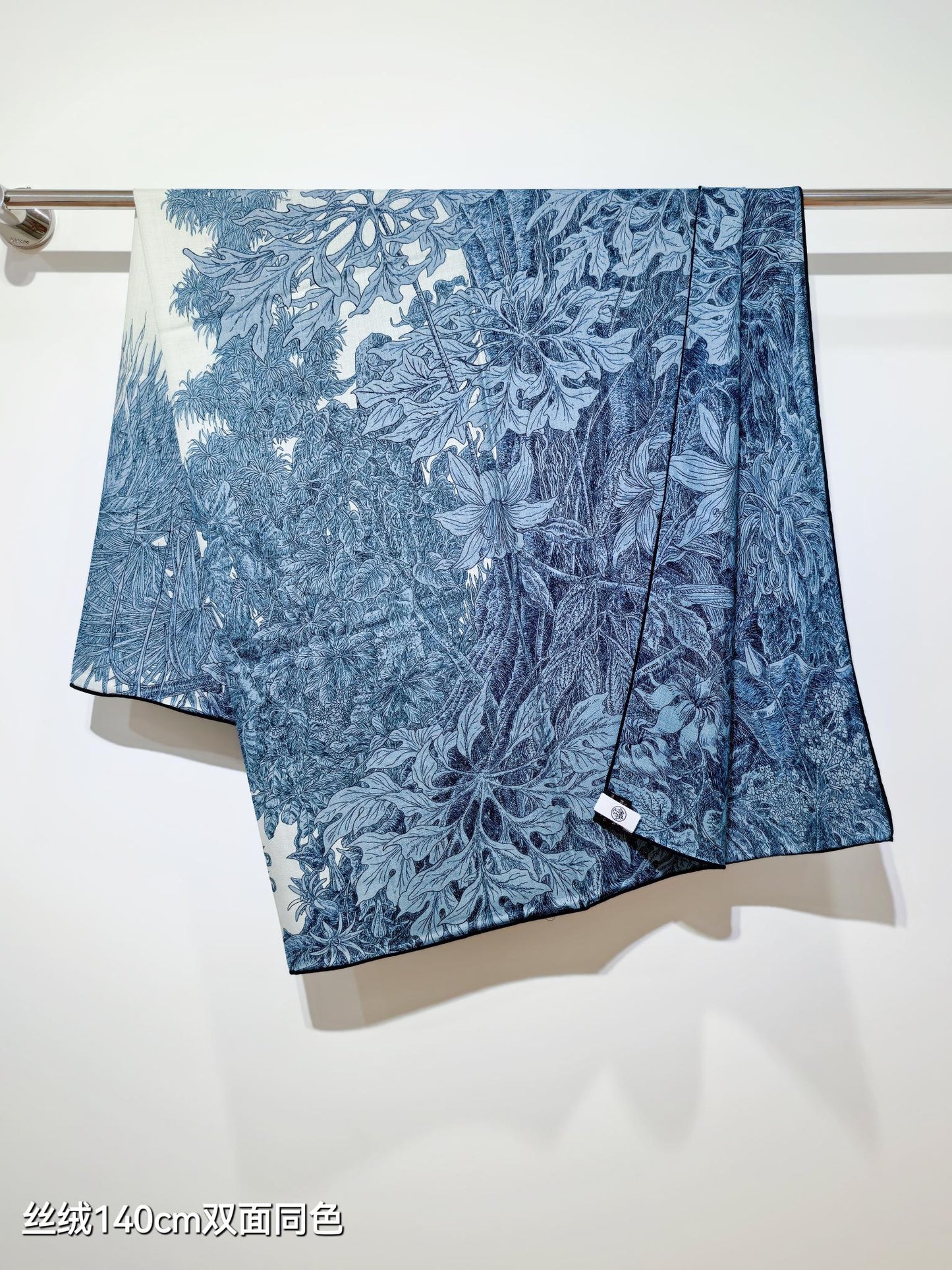 HM 26s 90 Double Sided Scarf Blue Colorful Mulberry Silk 141472