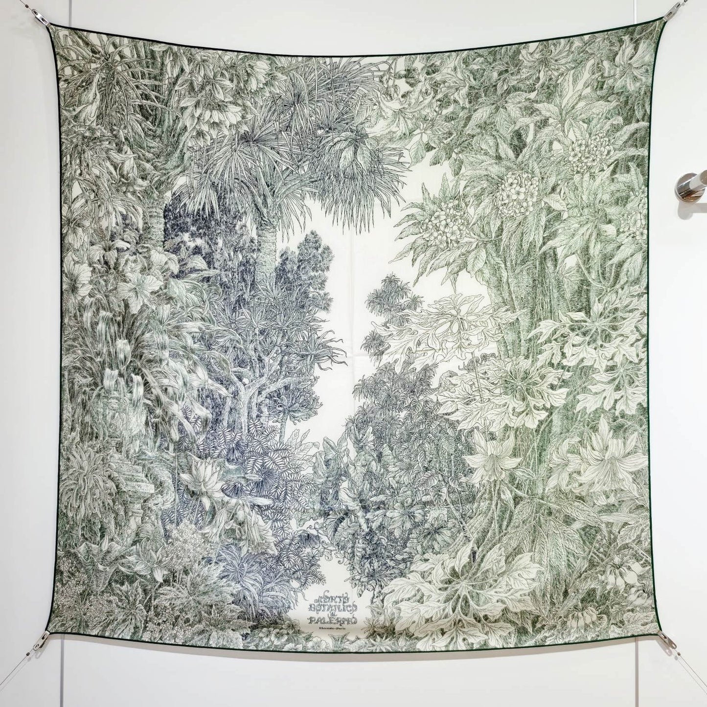 HM 26s 90 Double Sided Scarf Green Gray Colorful Mulberry Silk 141473