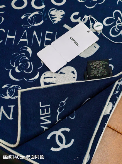CC 25 Scarf 140CM Dark Blue Colorful Cashmere 293080