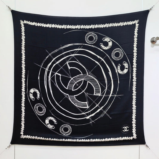 CC 25  Scarf 140CM Black Cashmere 293086