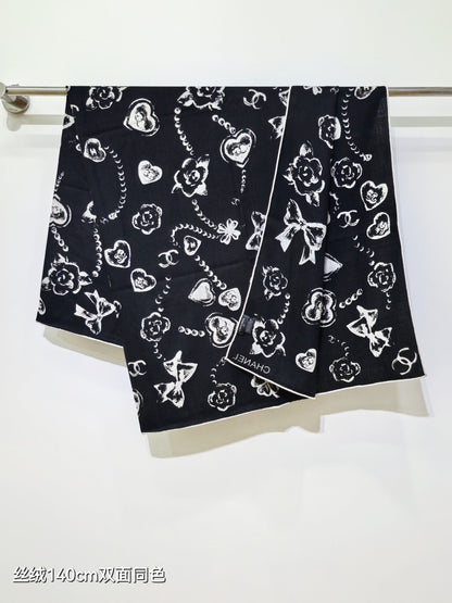 CC 25  Scarf 140CM Black Cashmere 293088
