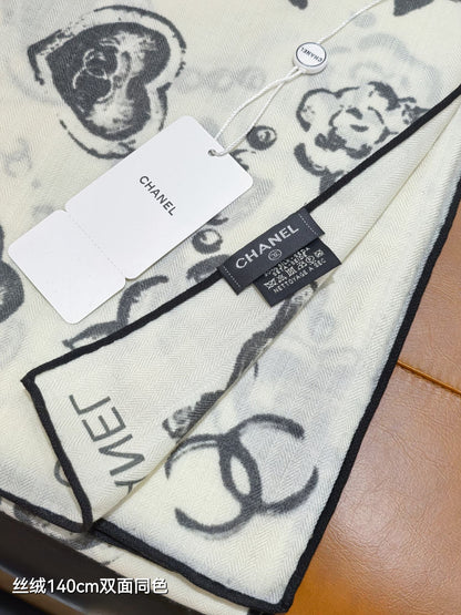 CC 25  Scarf 140CM White Cashmere 293089