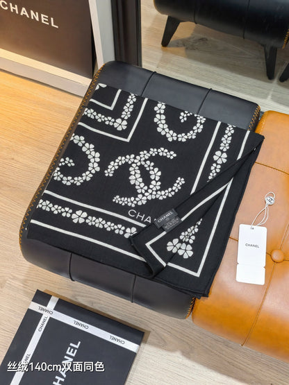 CC 25  Scarf 140CM Black Cashmere 293090