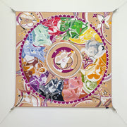 LV Double Sided Scarf 90 Beige Pink Colorful Mulberry Silk 168789