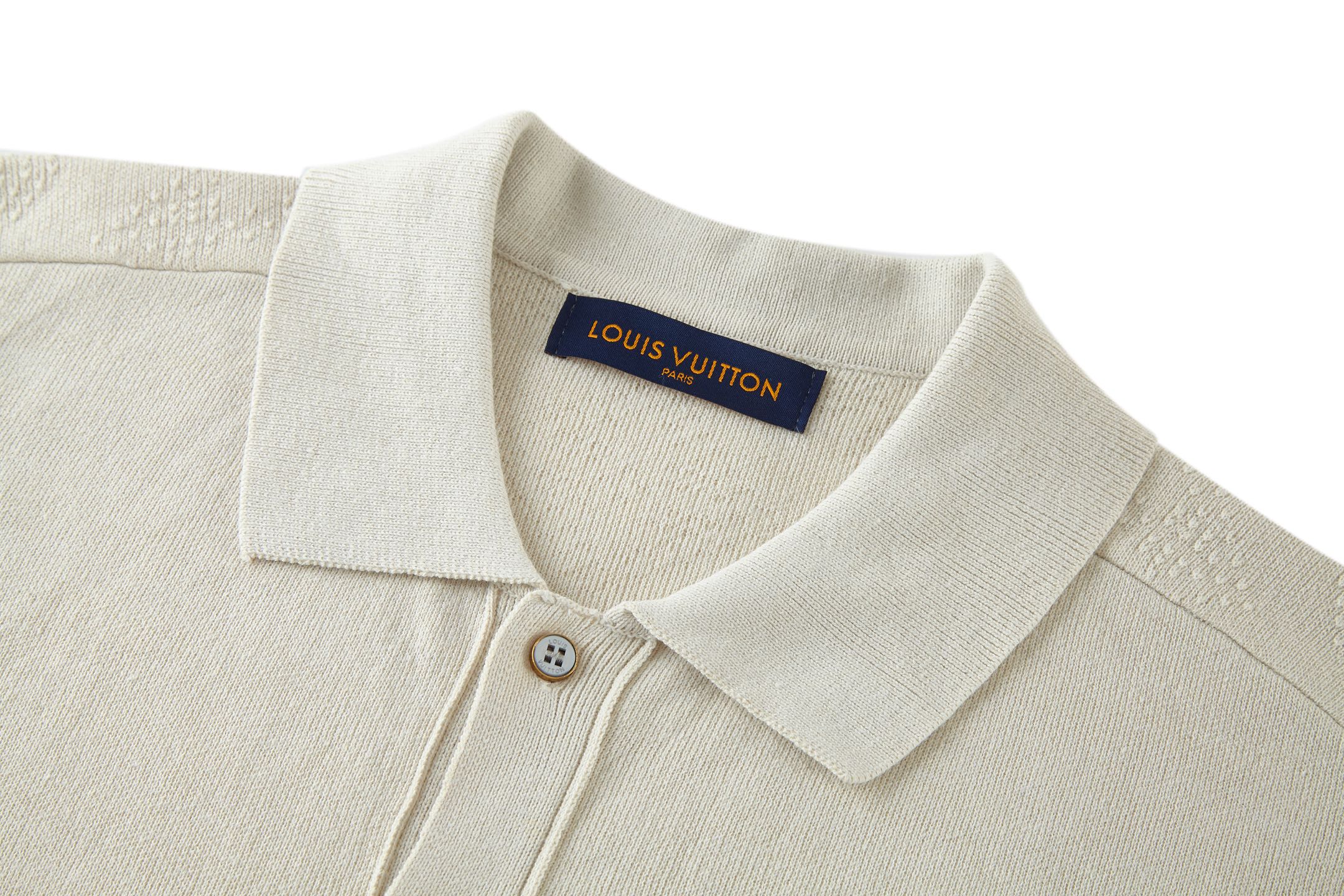 LV Embossed Safari Monogram T Shirt Beige Cotton Knit